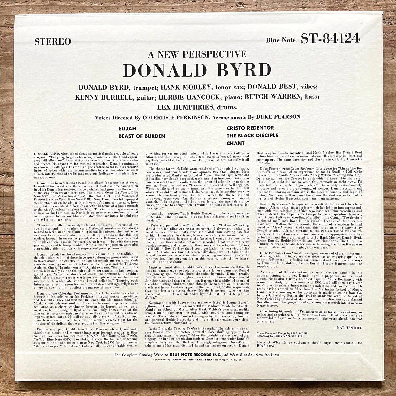 DONALD BYRD / A NEW PERSPECTIVE on Blue Note - Japan LP NM BN4124