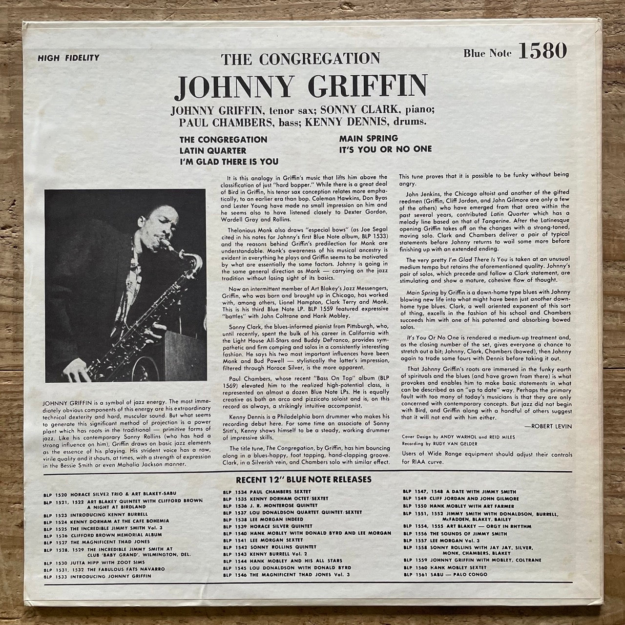 JOHNNY GRIFFIN / THE CONGREGATION on Blue Note BLP1580 - 1972 UA MONO LP NM