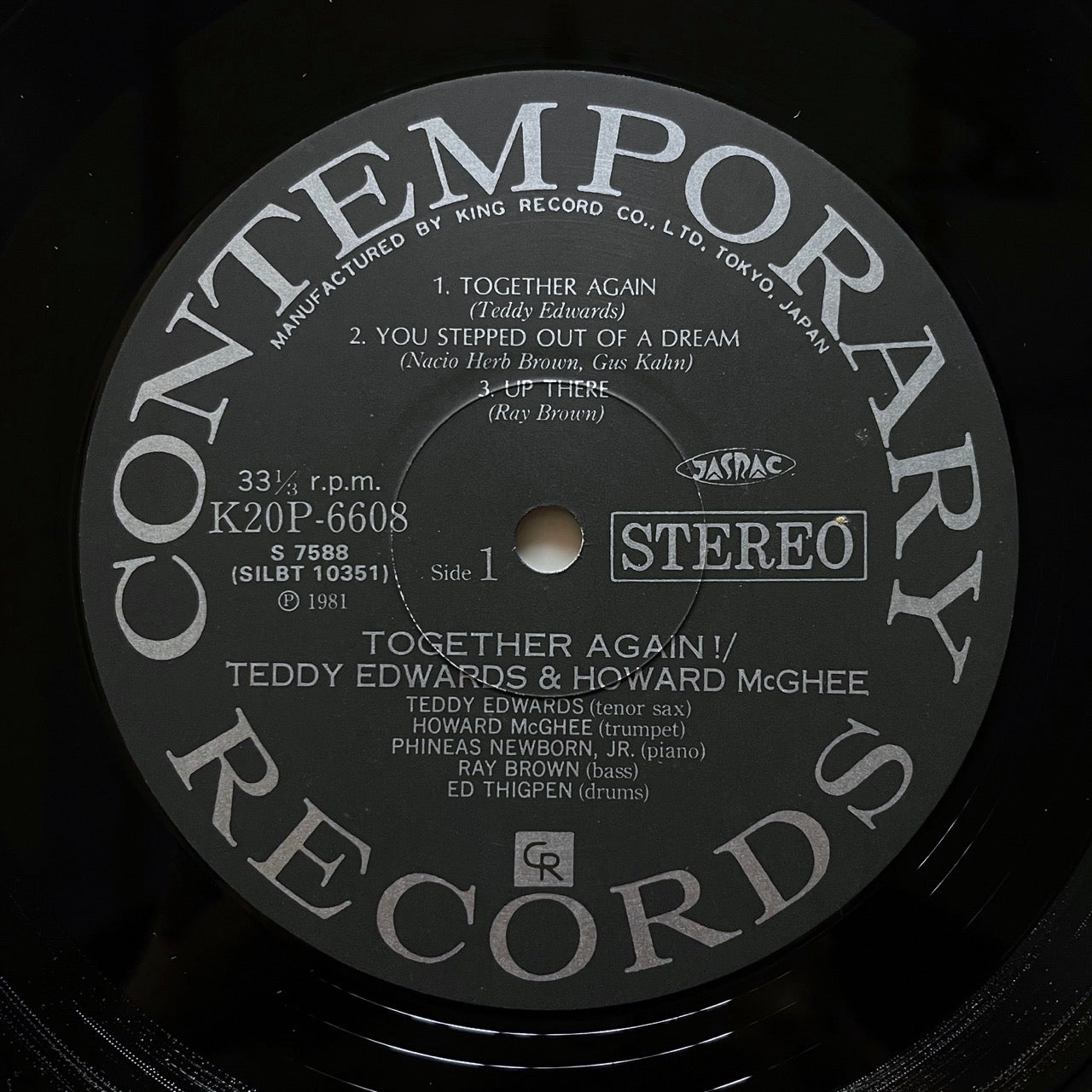 TEDDY EDWARDS & HOWARD McGHEE / TOGETHER AGAIN on Contemporary - Japan King LP obi K20P-6608