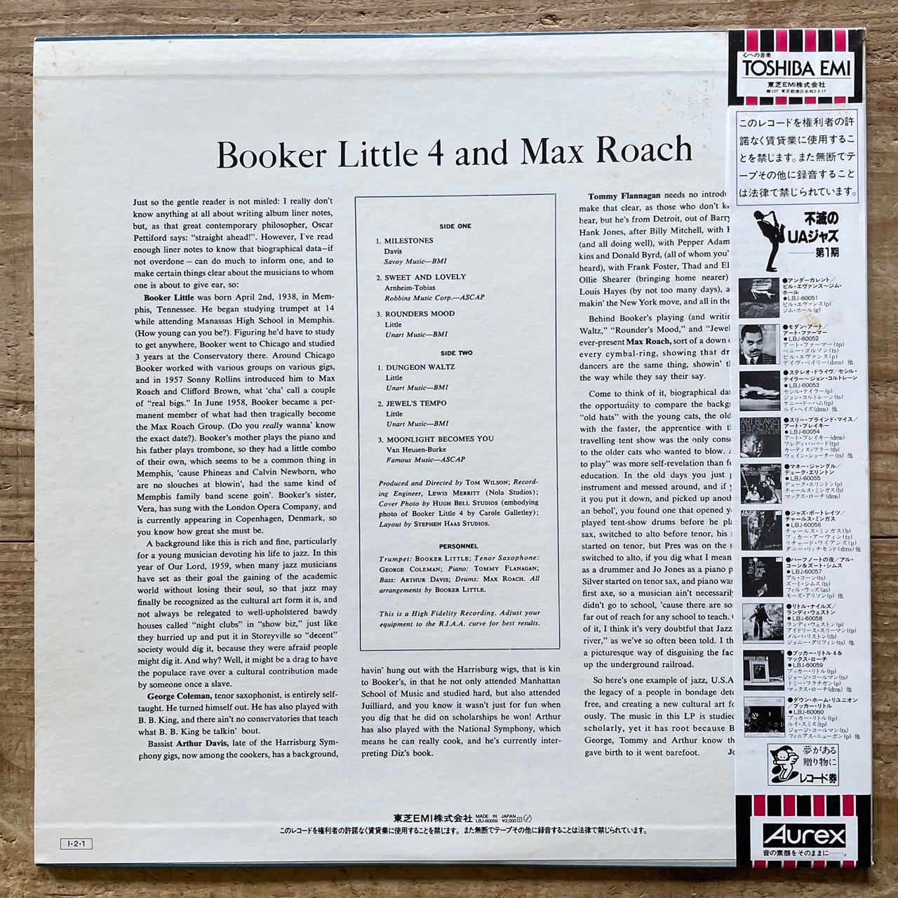 BOOKER LITTLE 4 & MAX ROACH on United Artists - Japan Promo LP LBJ-60059