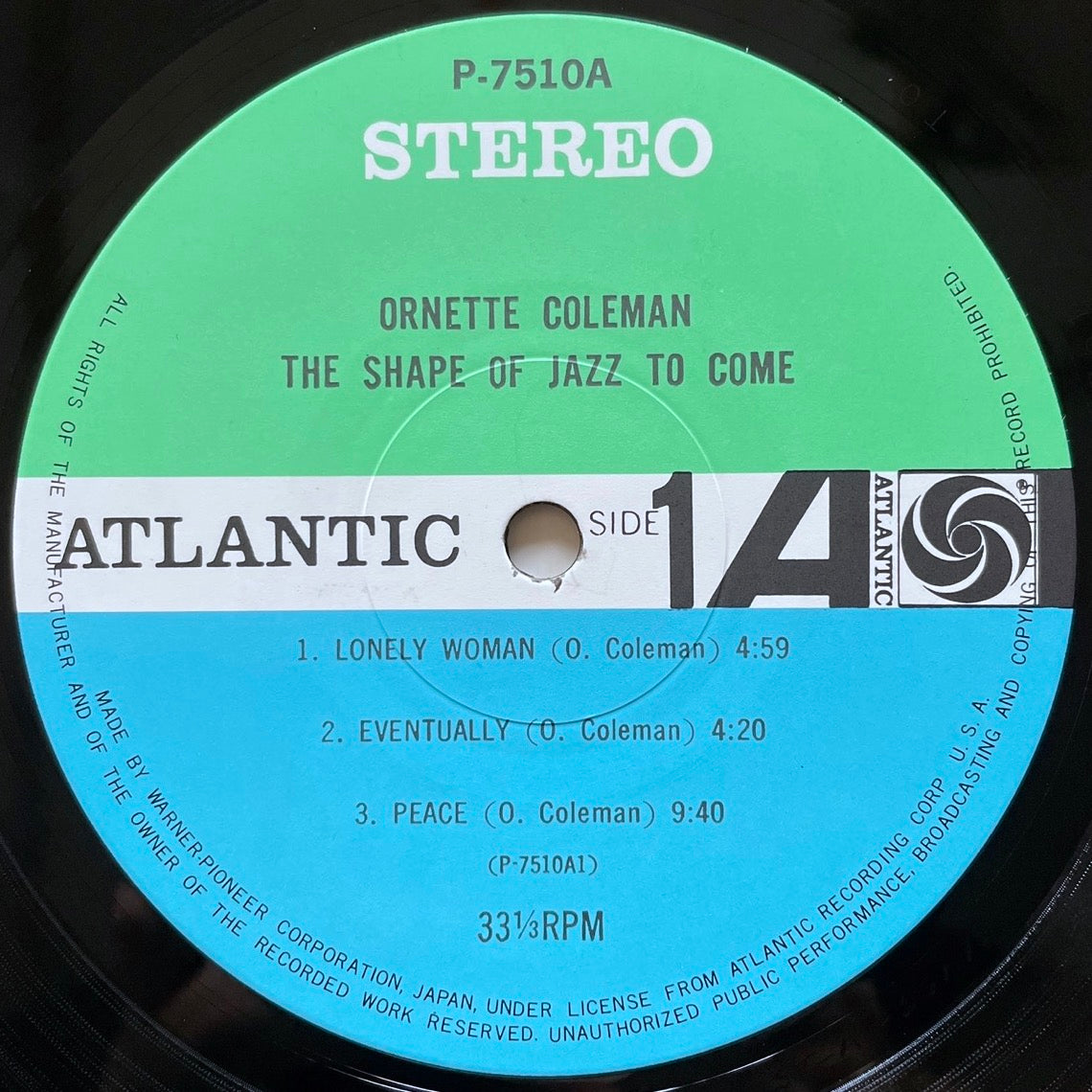 ORNETTE COLEMAN / THE SHAPE OF JAZZ TO COME on Atlantic - Japan LP P-7510A