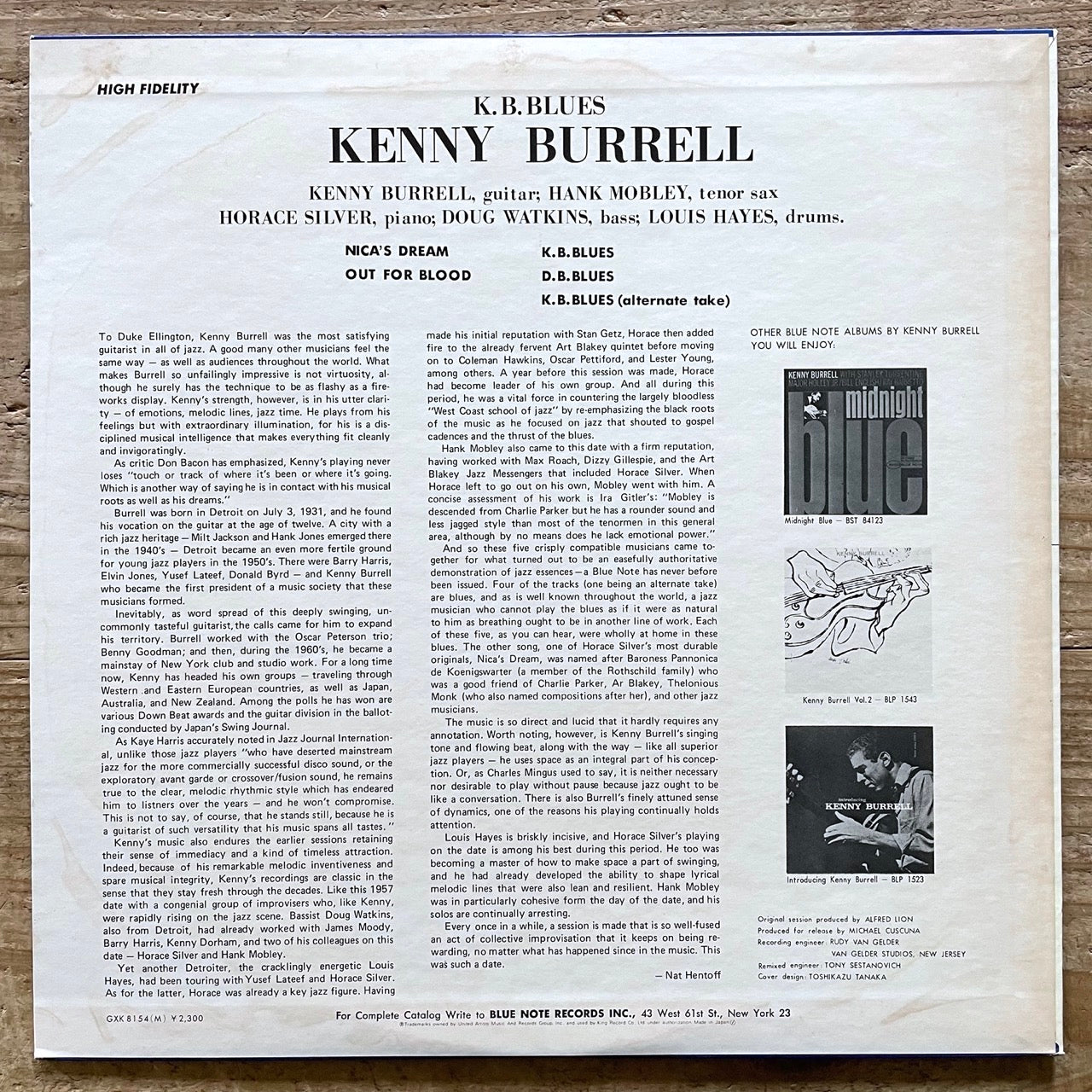 KENNY BURRELL / K.B. BLUES on Blue Note - Japan King unissued series LP GXK-8154