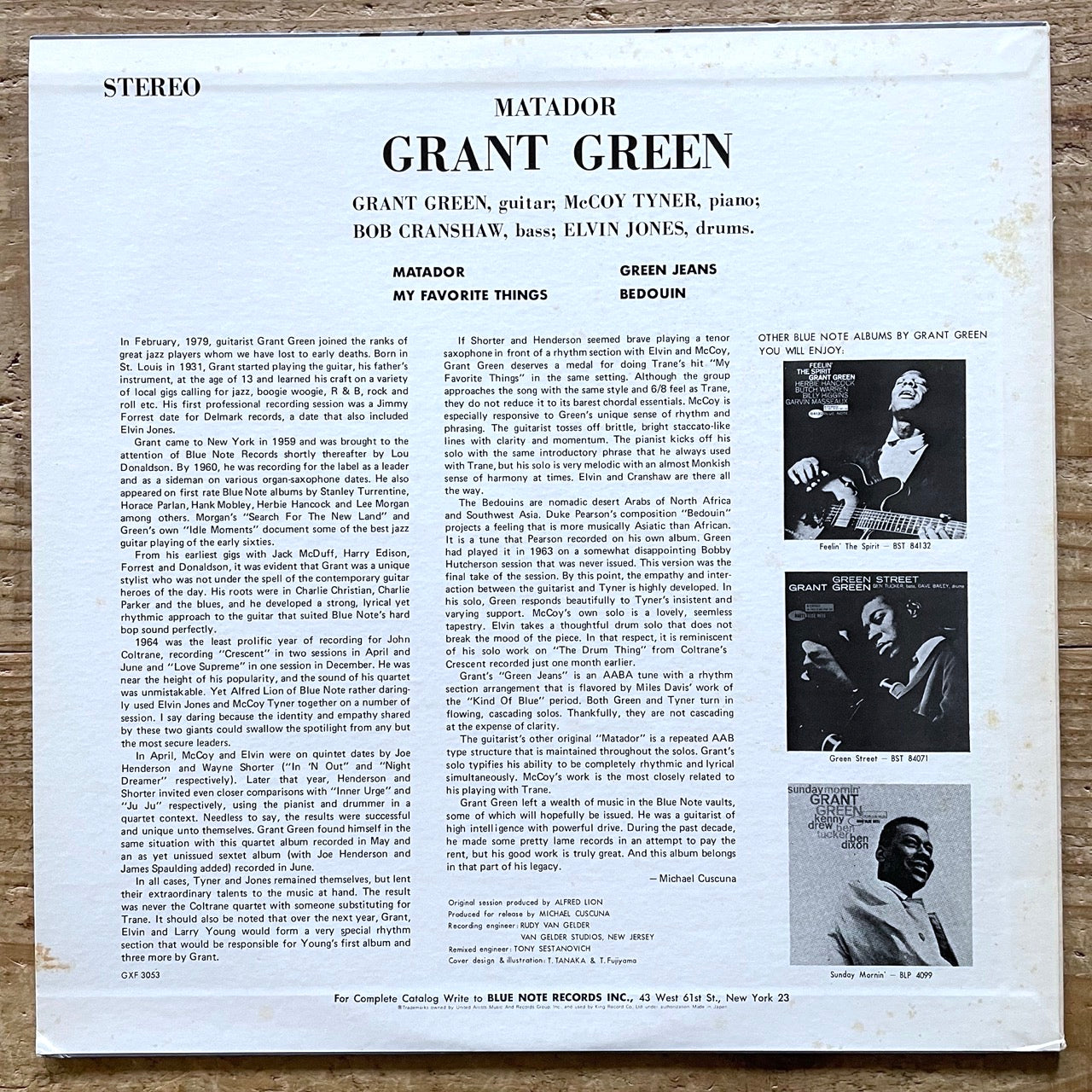 GRANT GREEN / MATADOR on Blue Note - Japan King unissued series LP GXF-3053