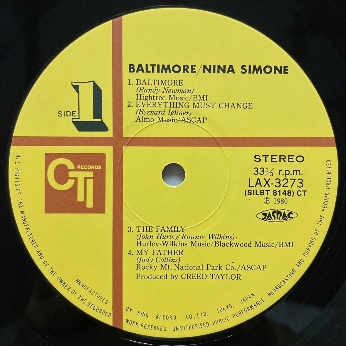 NINA SIMONE / BALTIMORE on CTI - Japan King LP LAX-3273