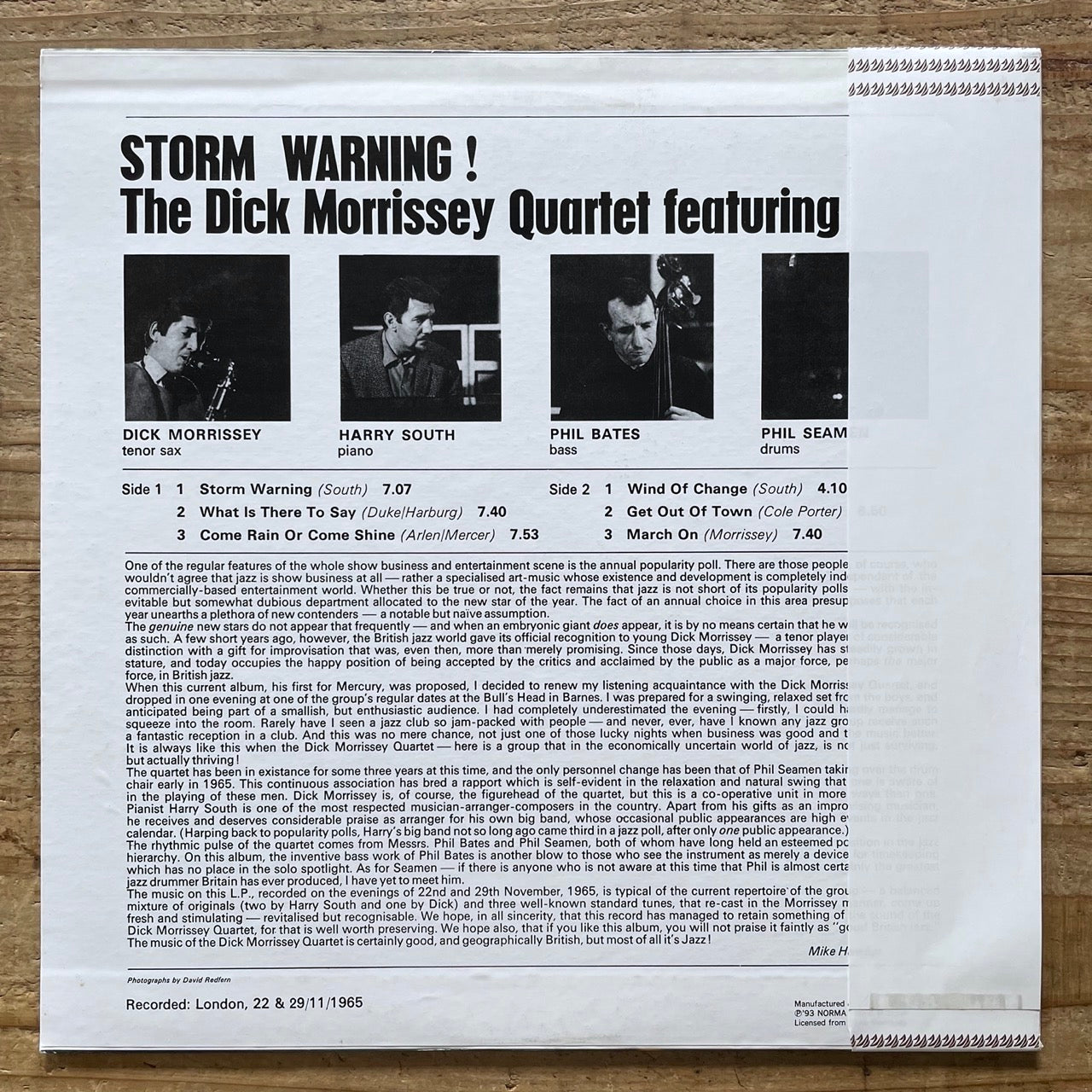 DICK MORRISSEY QUARTET / STORM WARNING on UK Mercury - Japan LP NM