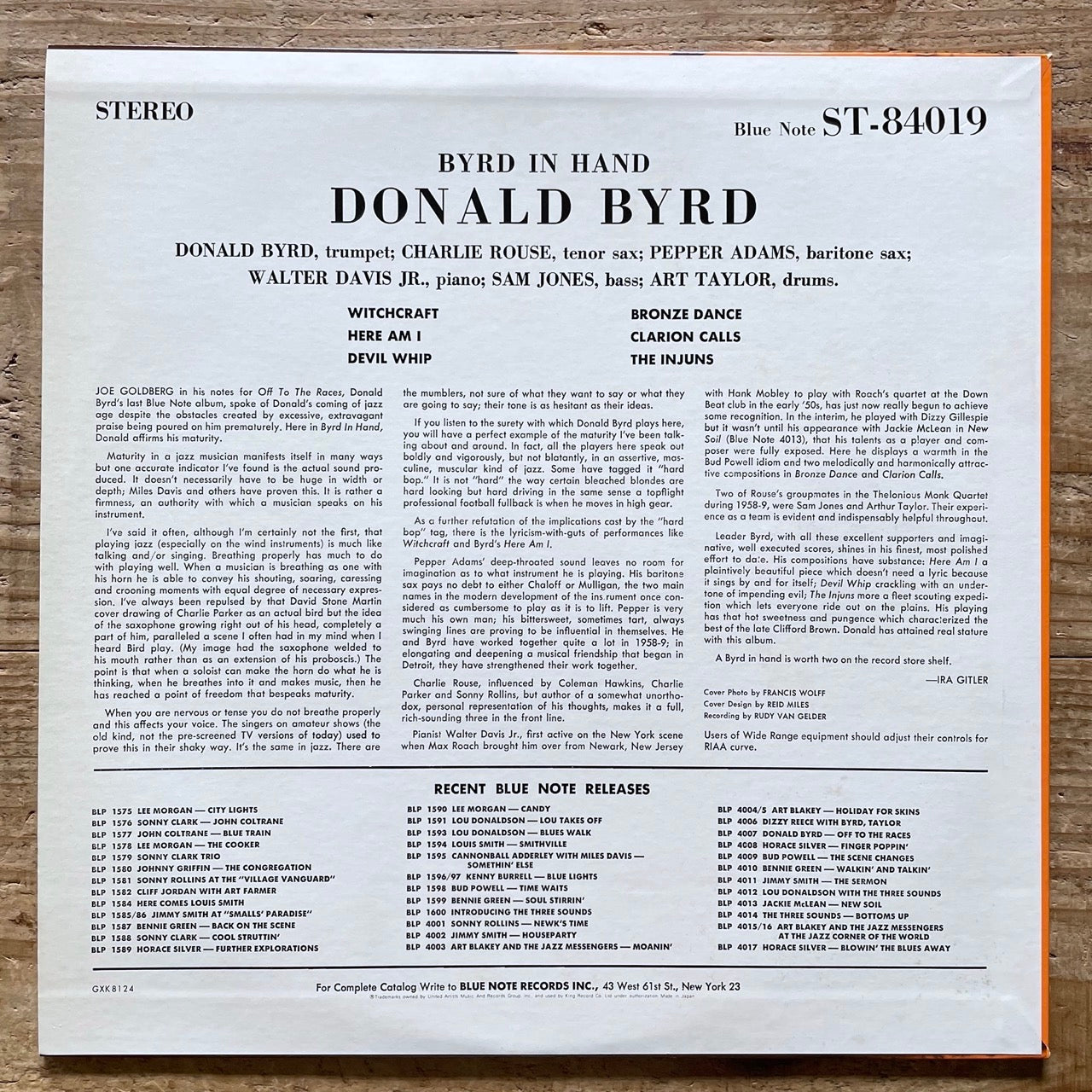 DONALD BYRD / BYRD IN HAND on Blue Note - Japan King LP GXK-8124