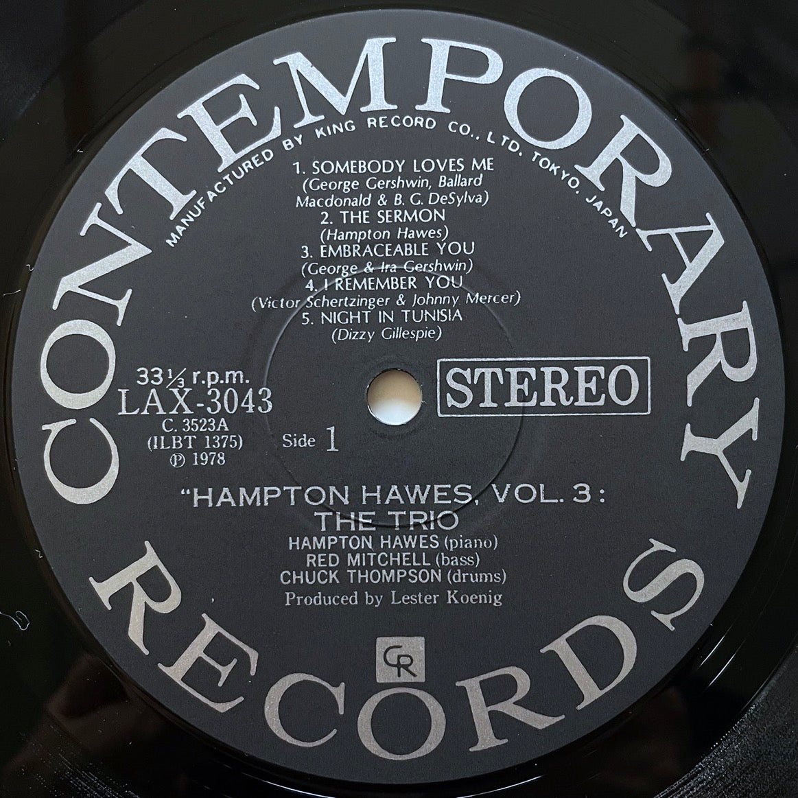 HAMPTON HAWES / VOL.3 THE TRIO EVERYBODY LIKES on Contemporary - Japan King LP NM LAX-3043