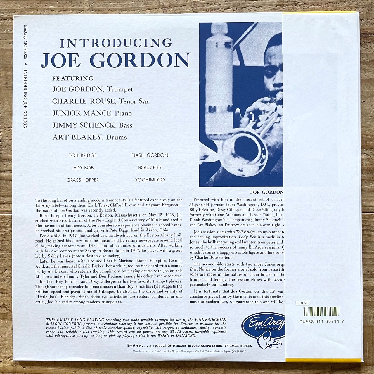 JOE GORDON / INTRODUCING on Emarcy - Japan MONO LP NM SJ-19607