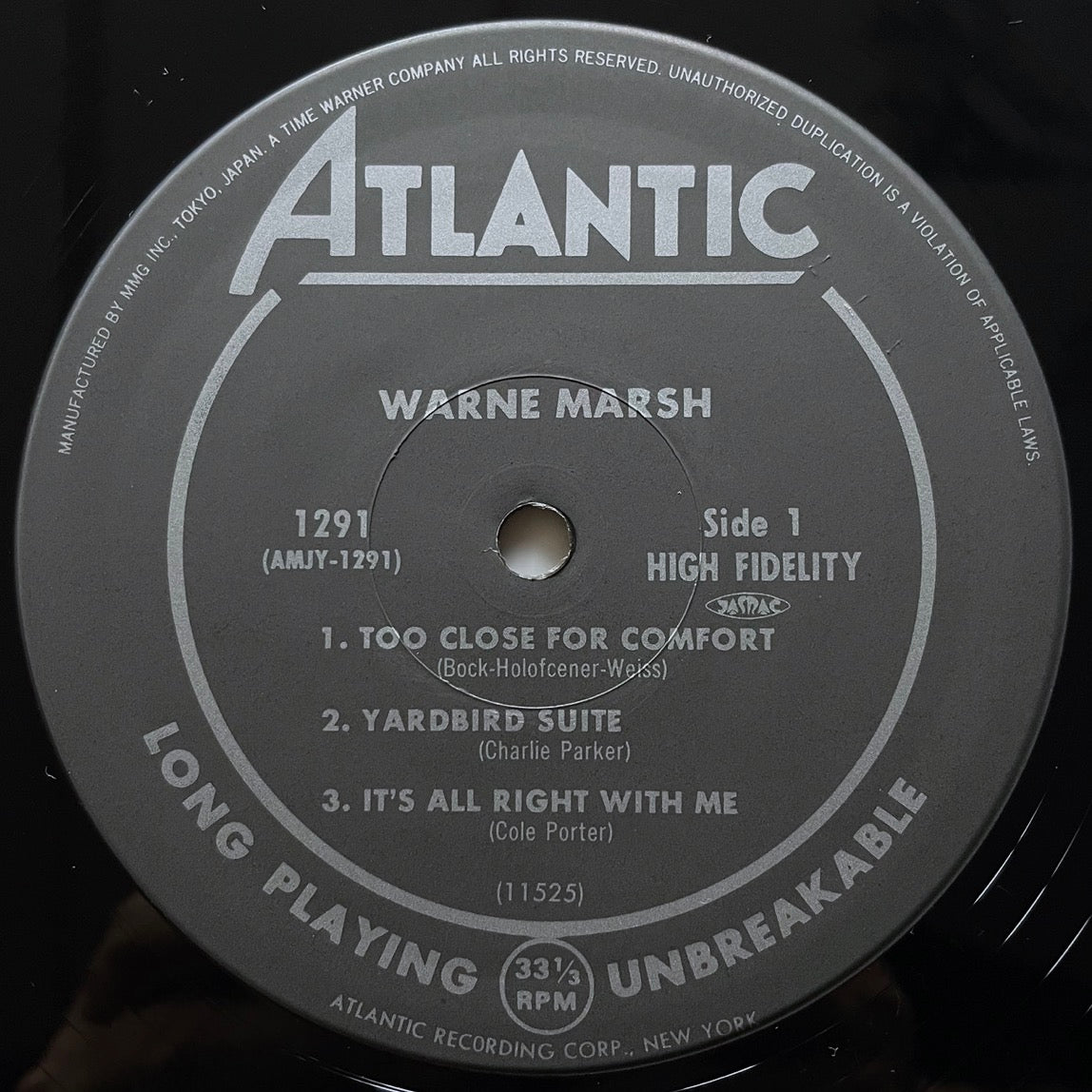 WARNE MARSH on Atlantic - Japan LP NM AMJY-1291