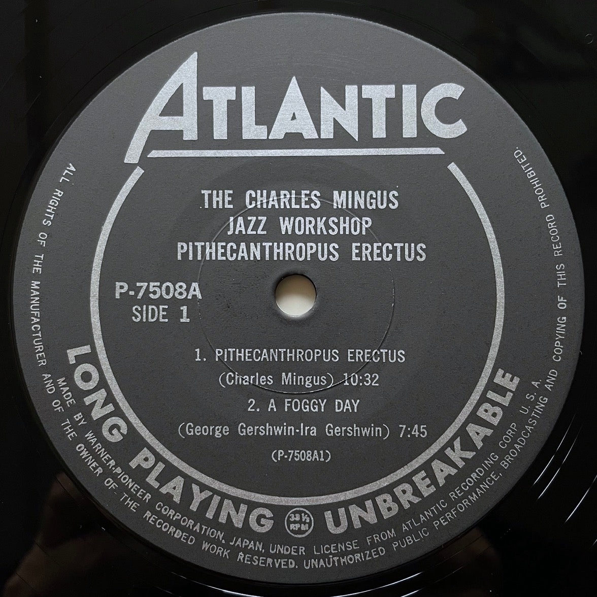 CHARLIE MINGUS / PITHECANTHROPUS ERECTUS on Atlantic - Japan LP P-7508A