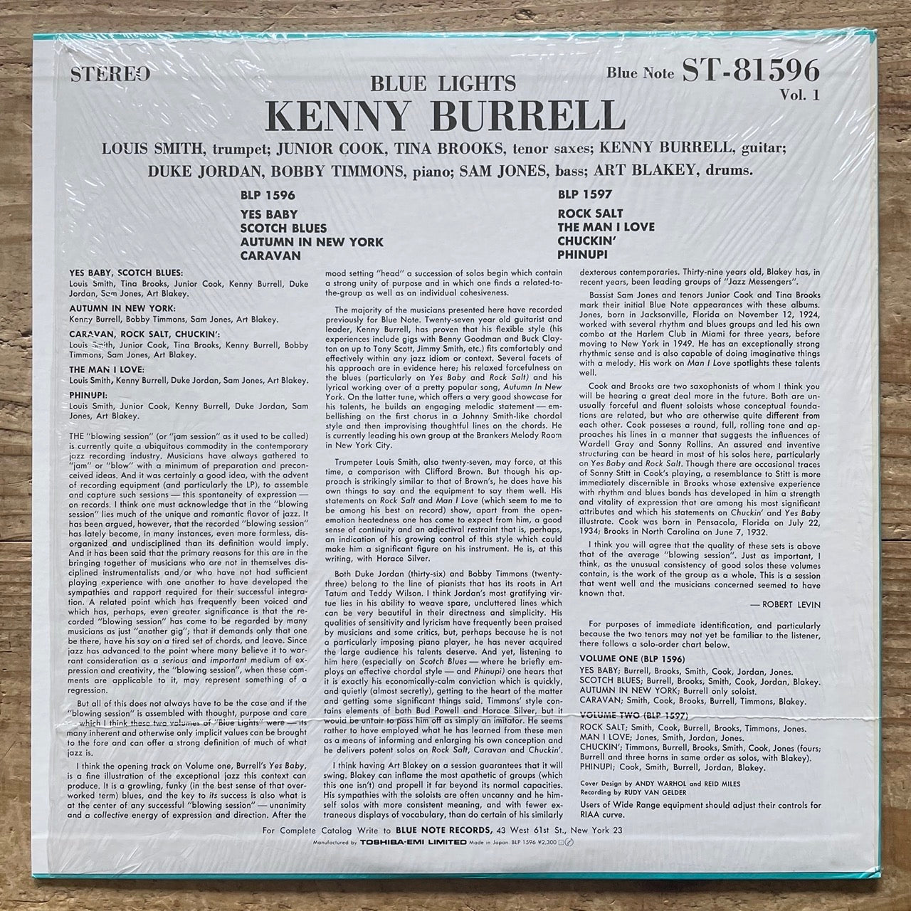 KENNY BURRELL / BLUE LIGHTS VOL.1 on Blue Note - Japan LP NM BLP1596