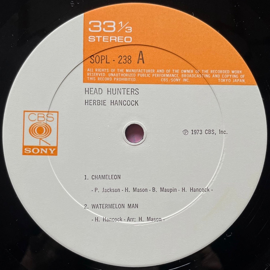 HERBIE HANCOCK / HEAD HUNTERS on CBS/SONY - Japan LP NM SOPL-238