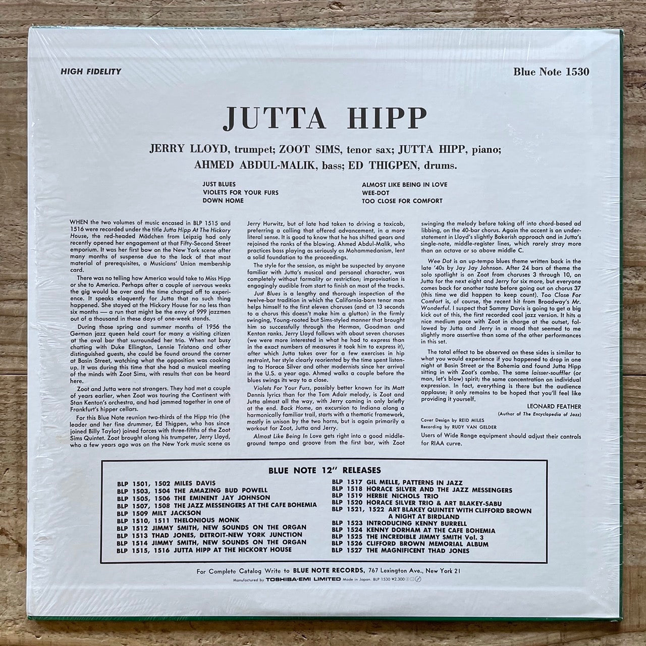 JUTTA HIPP with ZOOT SIMS on Blue Note BLP1530 - Japan MONO LP NM –  recordphile store