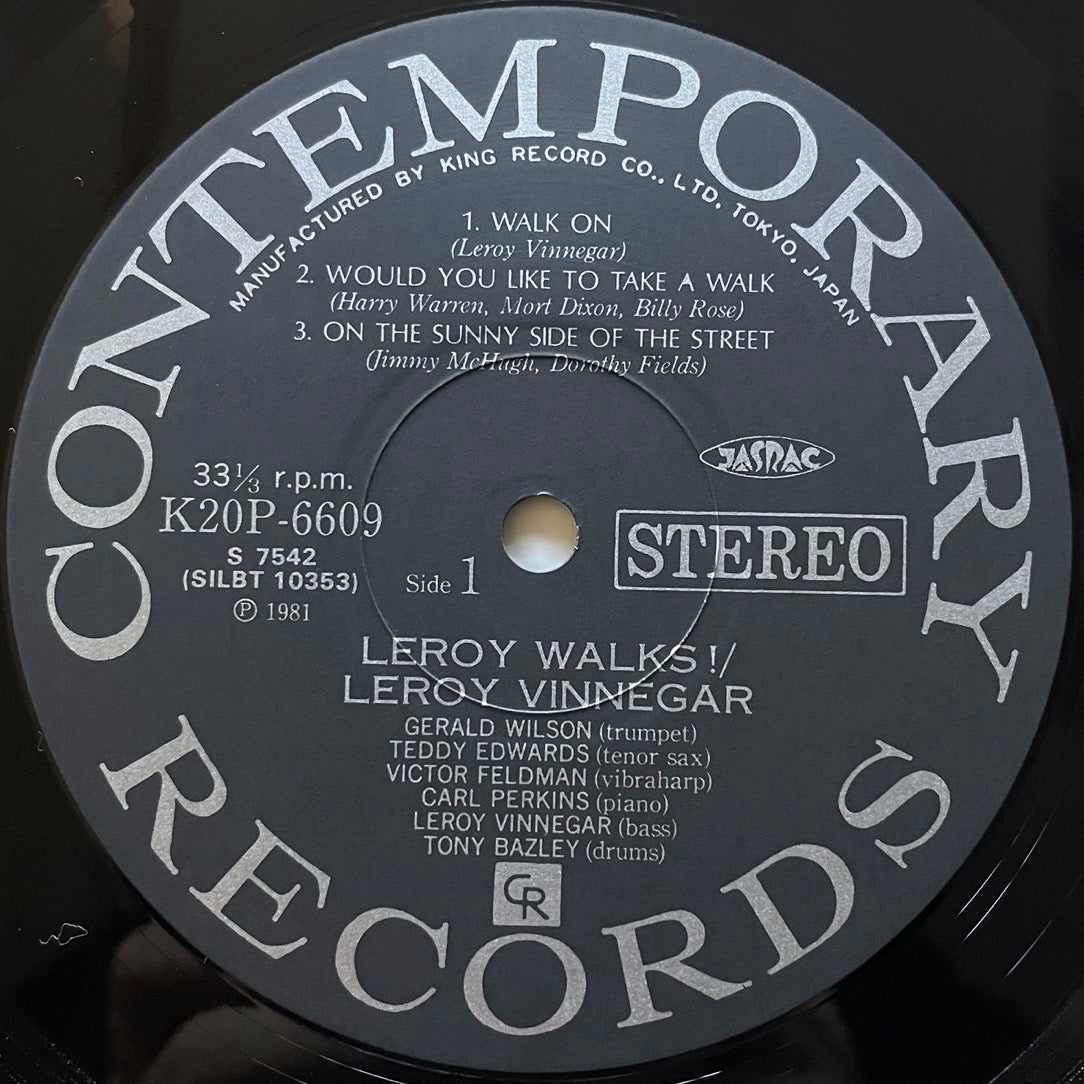 LEROY VINNEGAR SEXTET / LEROY WALKS on Contemporary - Japan King LP NM K20P-6609