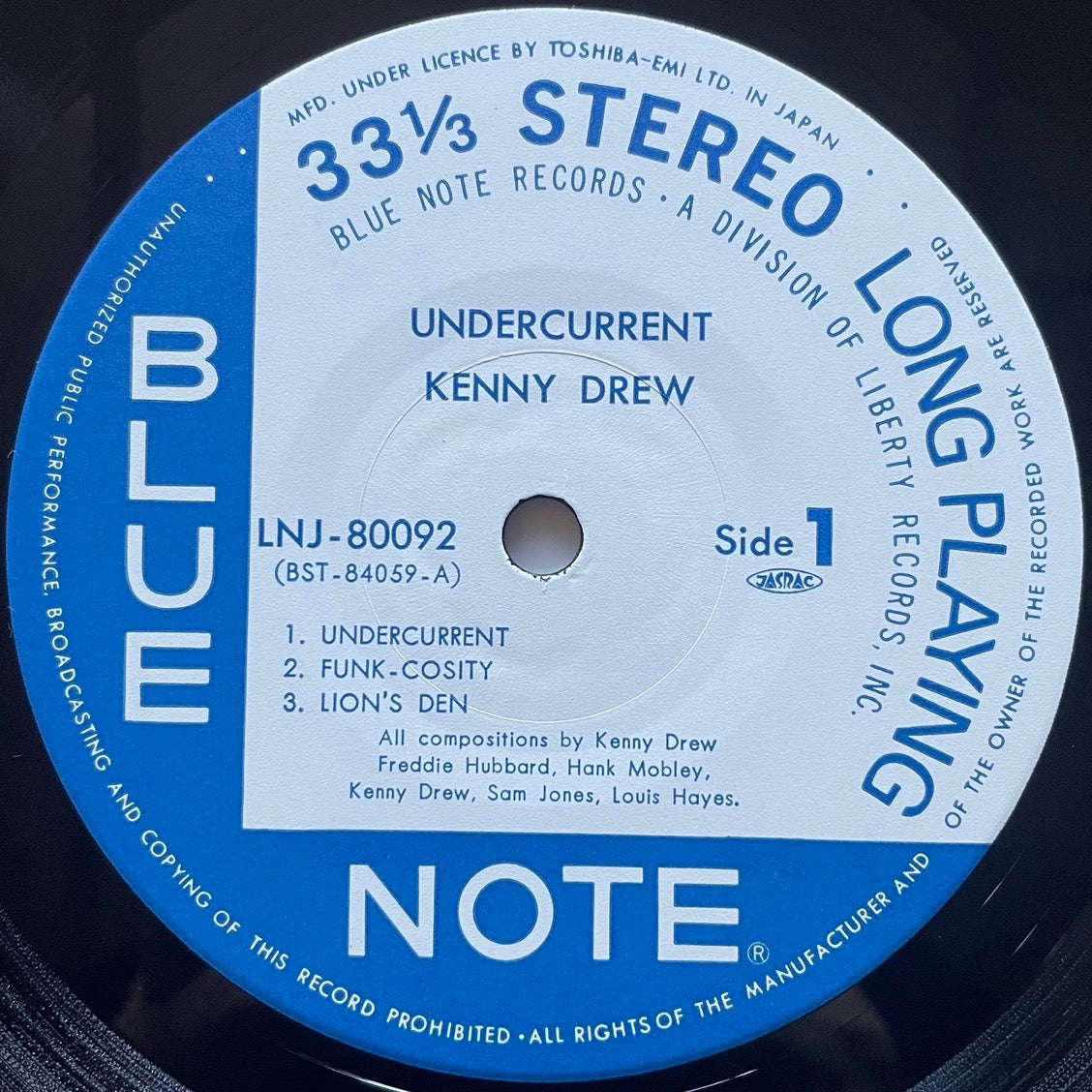 KENNY DREW / UNDERCURRENT - Japan Blue Note LP LNJ-80092 NM