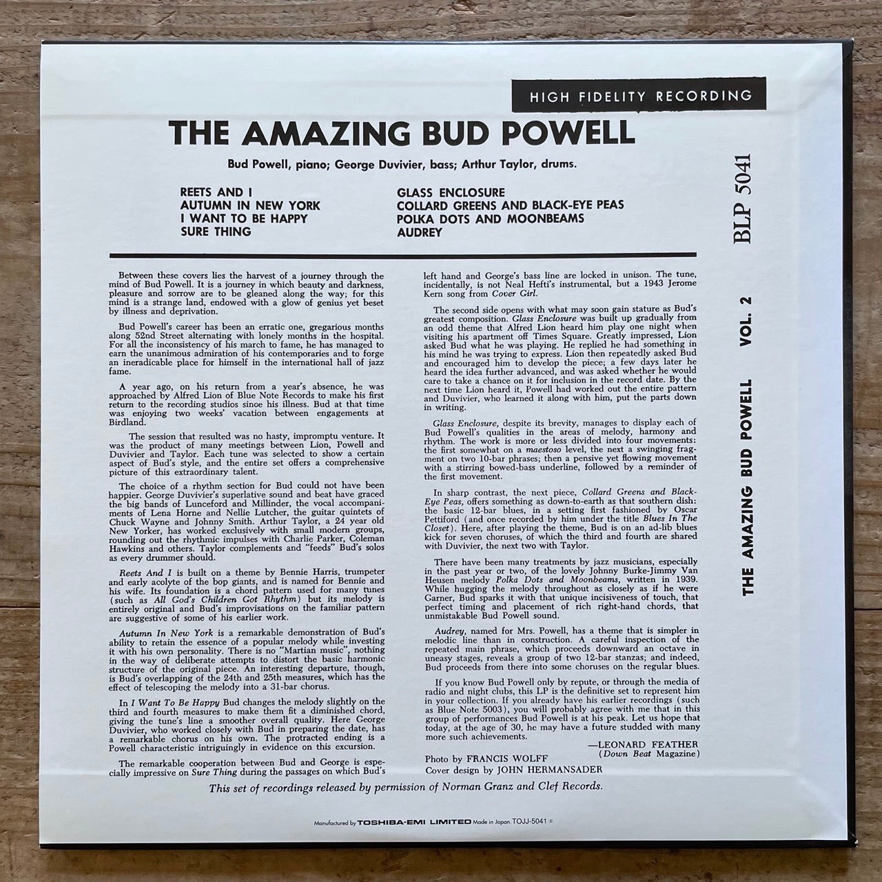 BUD POWELL / AMAZING BUD POWELL VOL.2 - Japan Blue Note 10" NM