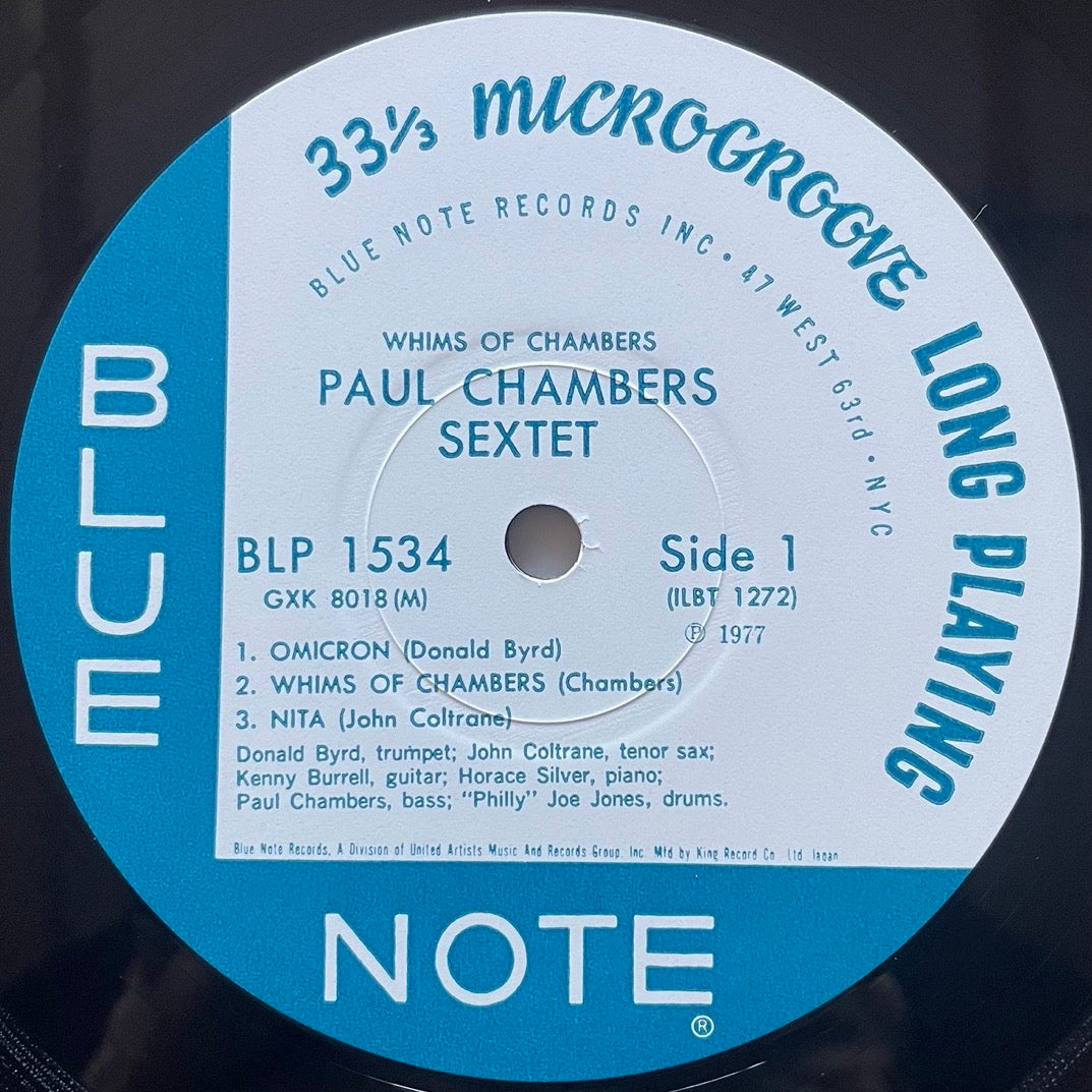 PAUL CHAMBERS SEXTET / WHIMS OF CHAMBERS - Japan Blue Note King LP GXK-8018