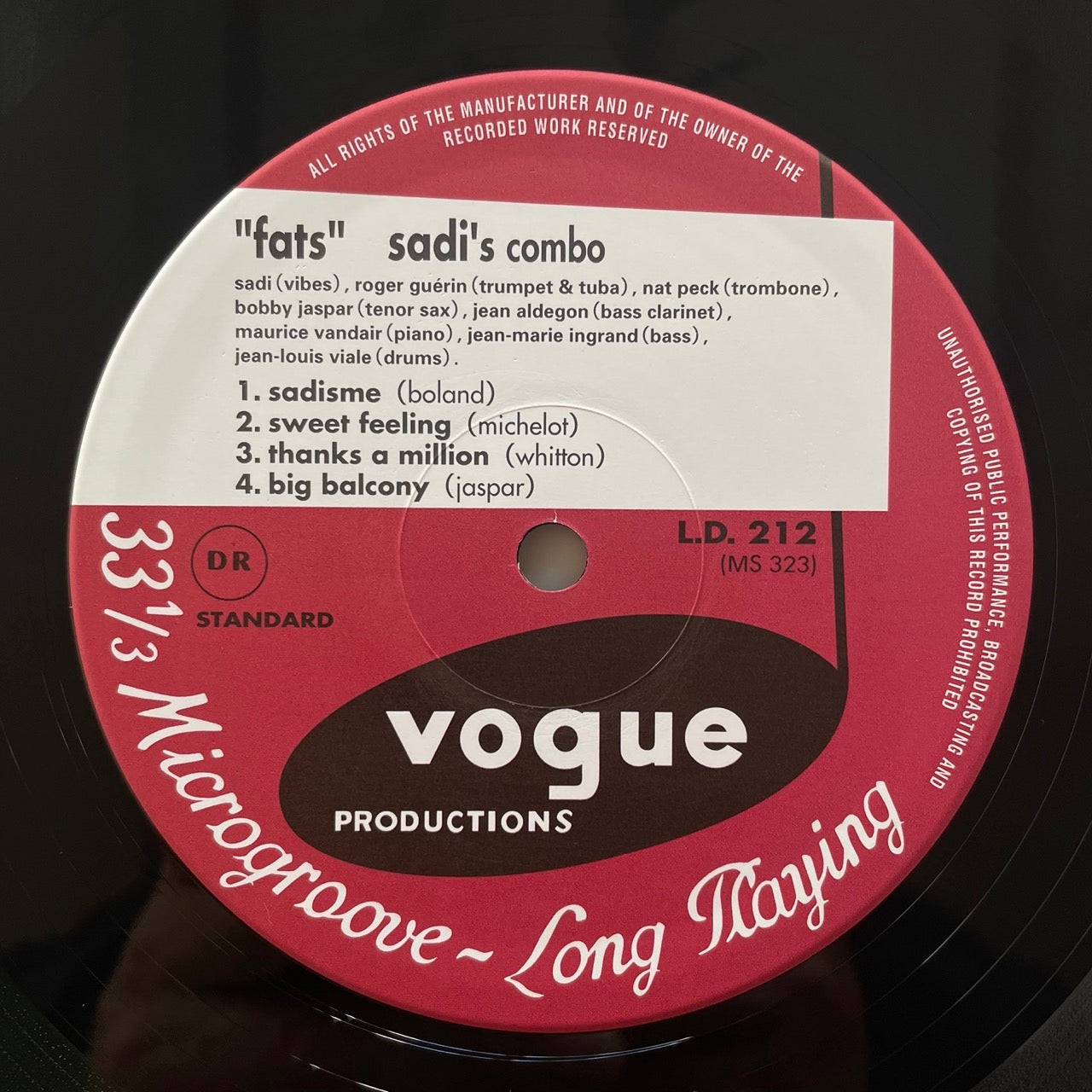 FATS SADI / SADI'S COMBO on French Vogue - Japan MONO LP NM