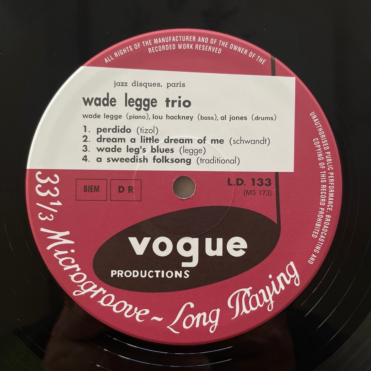 WADE LEGGE TRIO on French Vogue - Japan MONO LP NM