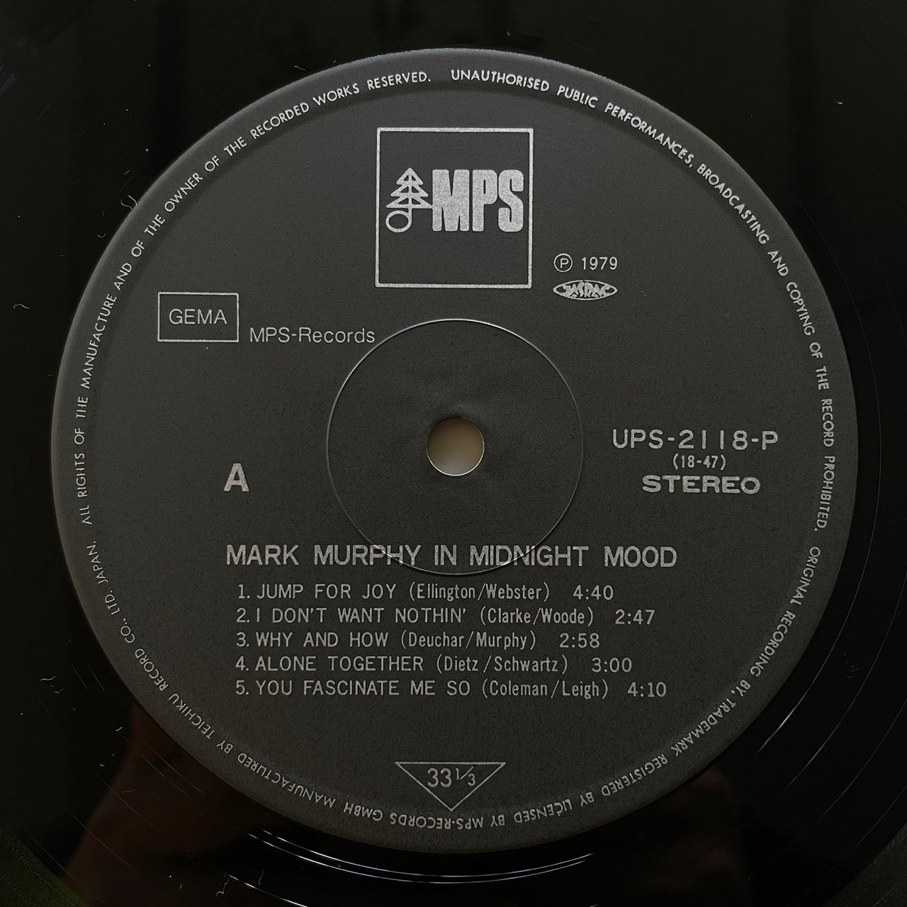 MARK MURPHY / MIDNIGHT MOOD on German SABA - Japan MPS LP NM