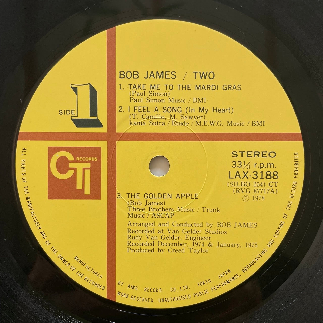 BOB JAMES / TWO on CTI - Japan King LP