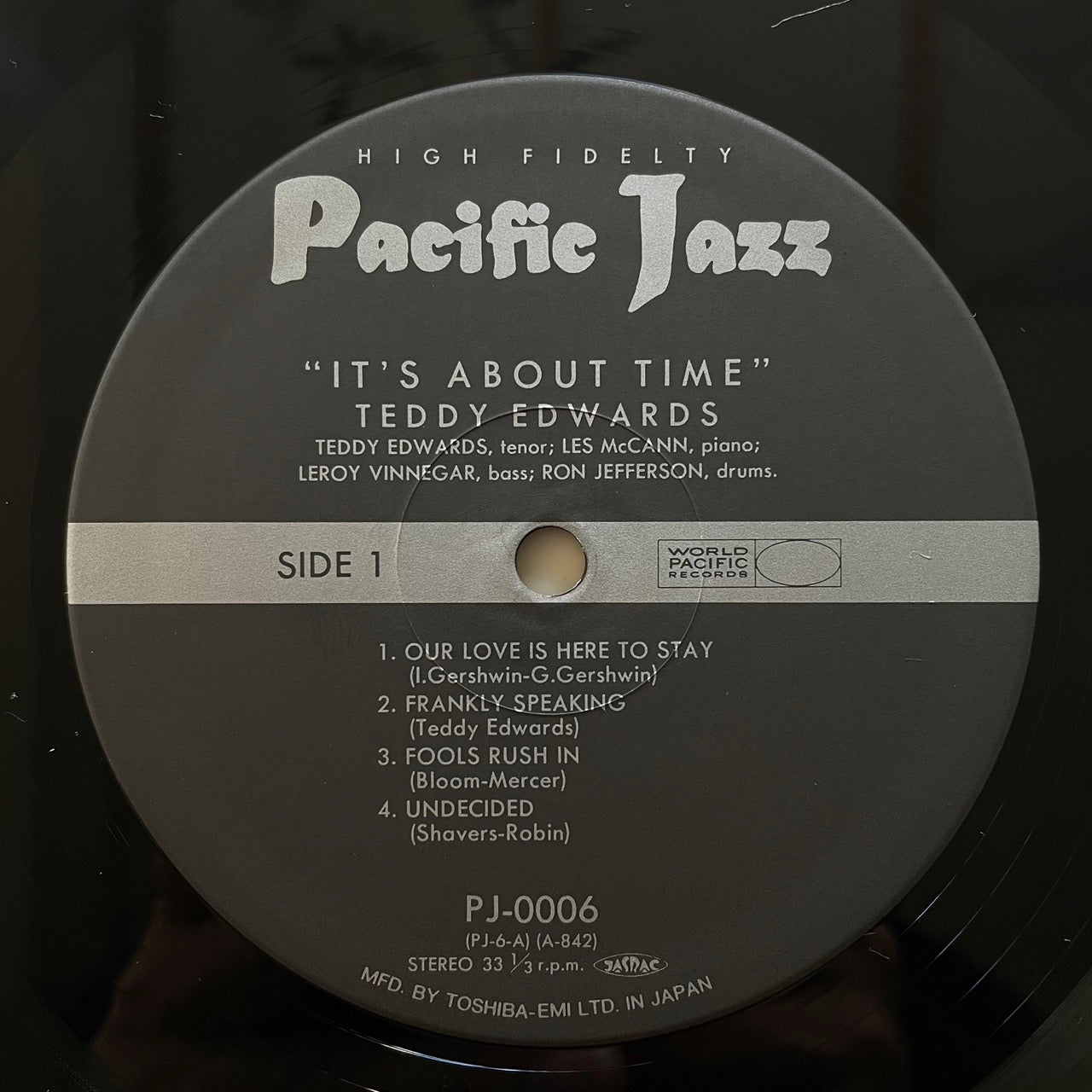 TEDDY EDWARDS with LES McCANN LTD. / IT'S ABOUT TIME on Pacific Jazz Japan LP NM