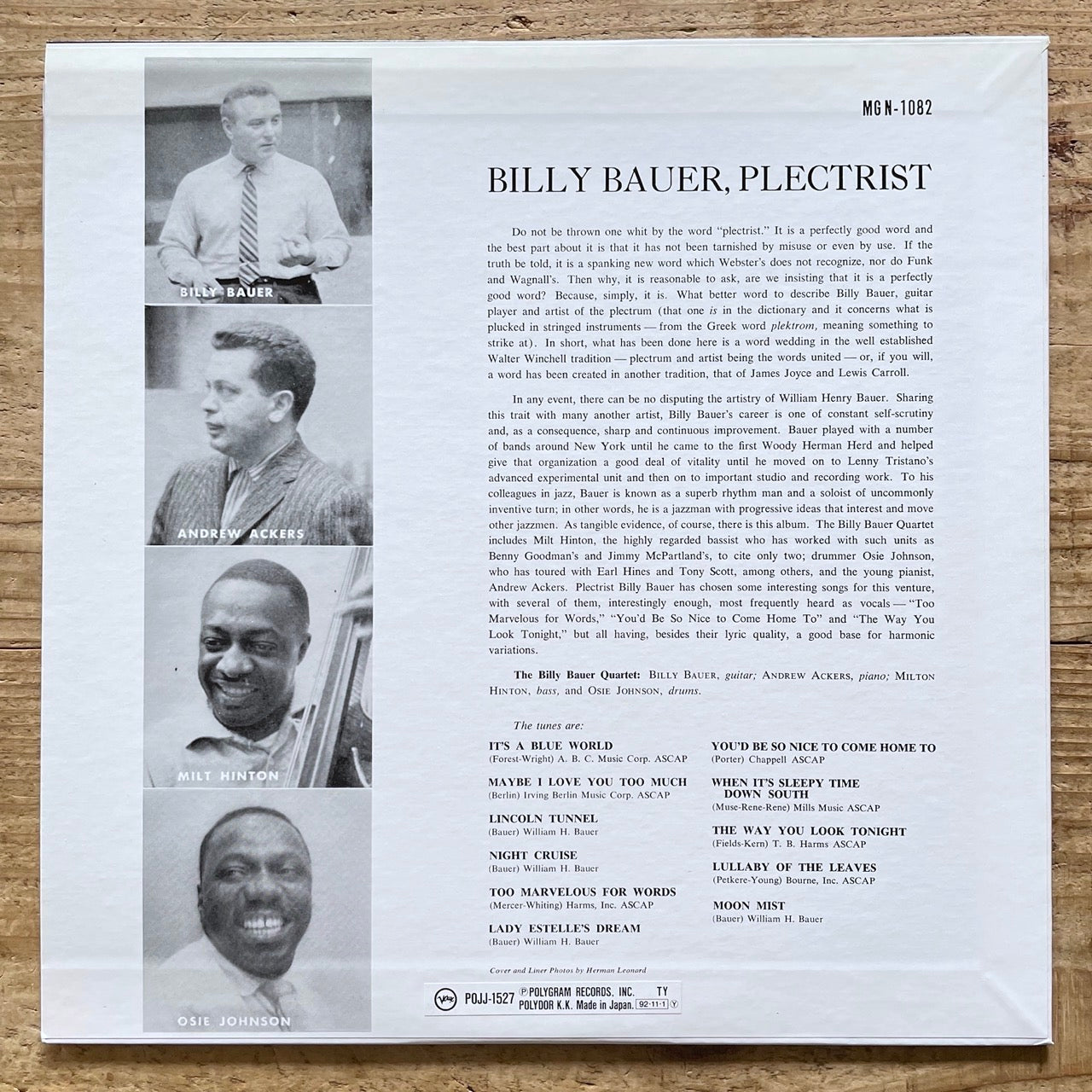 BILLY BAUER / PLECTRIST on Norgran - Japan MONO LP NM obi POJJ-1527