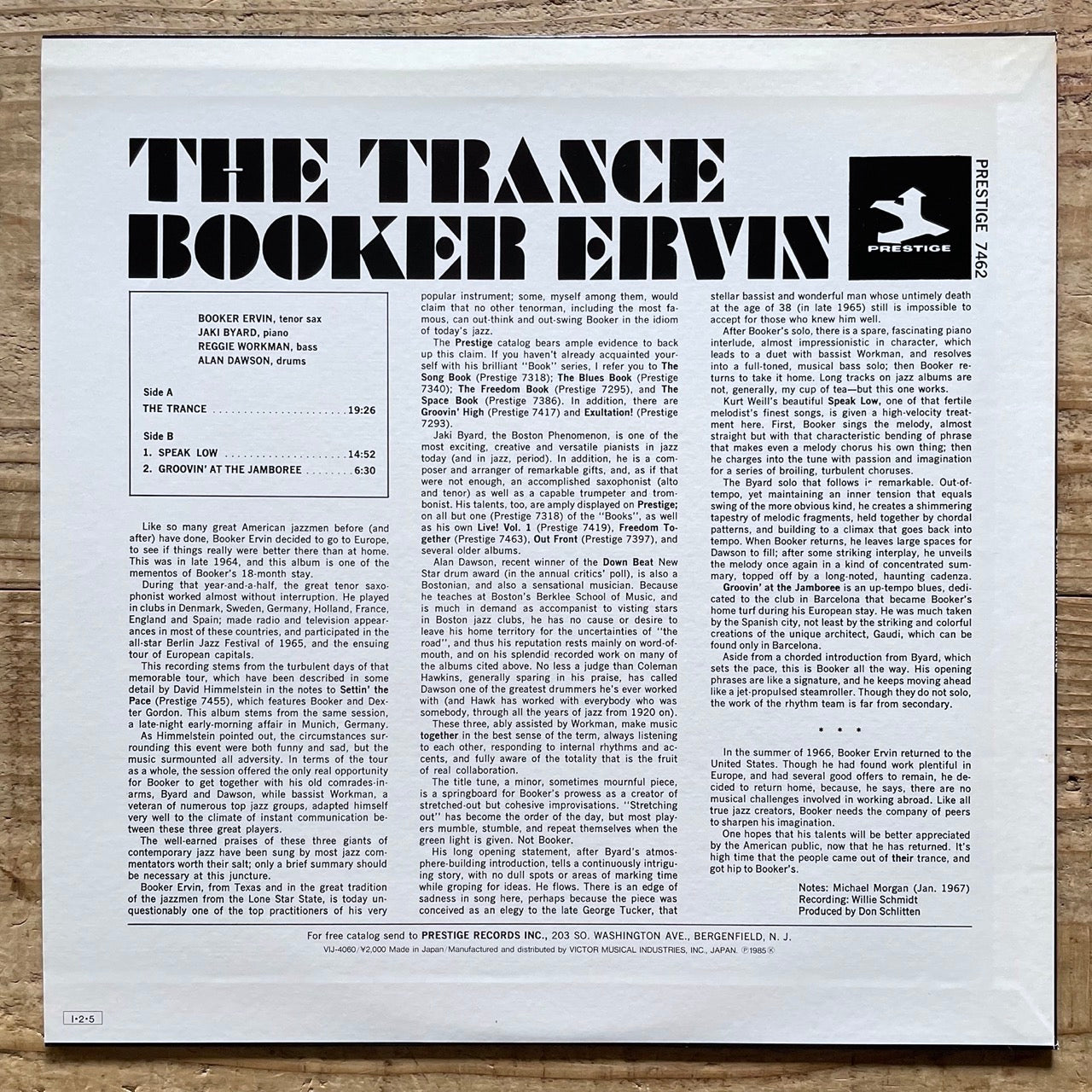 BOOKER ERVIN / THE TRANCE on Prestige - Japan LP NM VIJ-4060