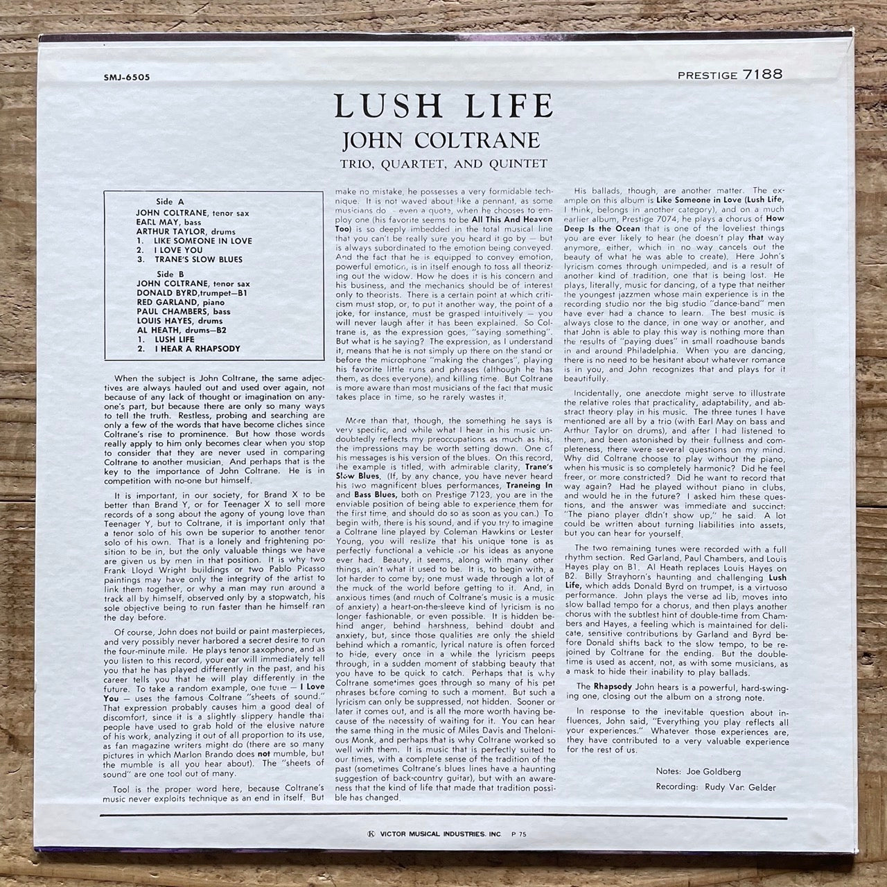 JOHN COLTRANE / LUSH LIFE on Prestige - Japan LP SMJ-6505