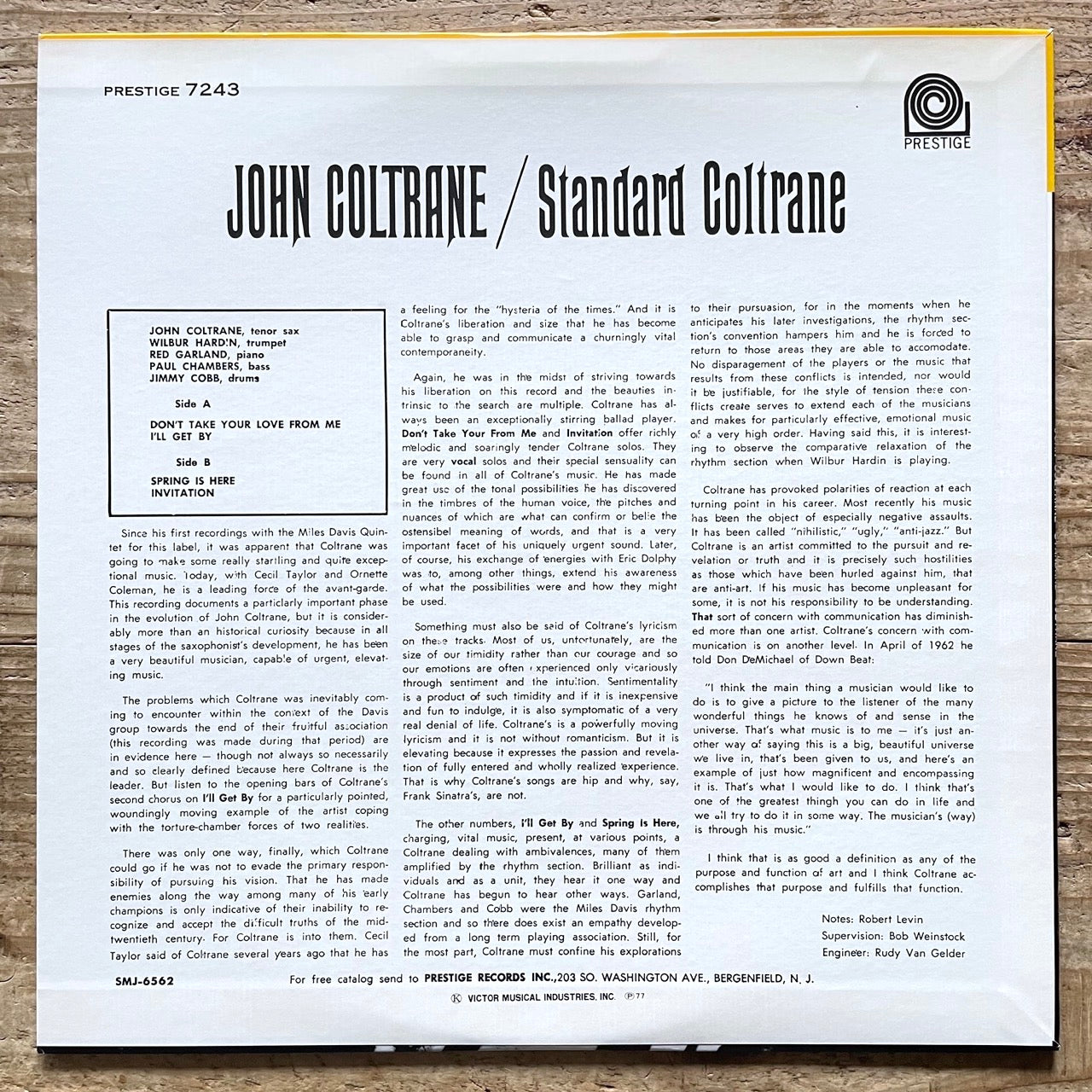 JOHN COLTRANE / STANDARD COLTRANE on Prestige - Japan LP SMJ-6562