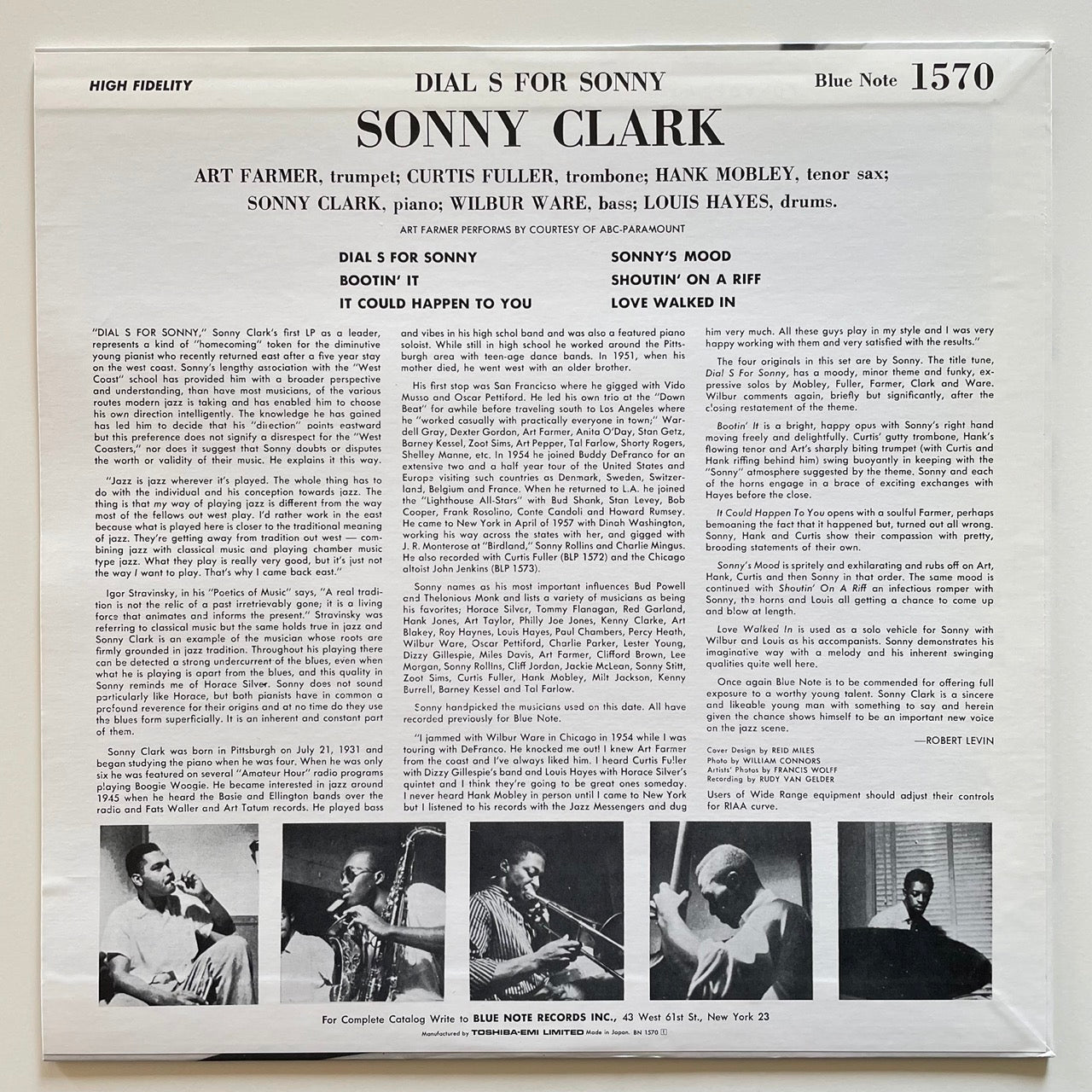 SONNY CLARK / DIAL S FOR SONNY - Japan Blue Note Toshiba-EMI LP NM Hank Mobley