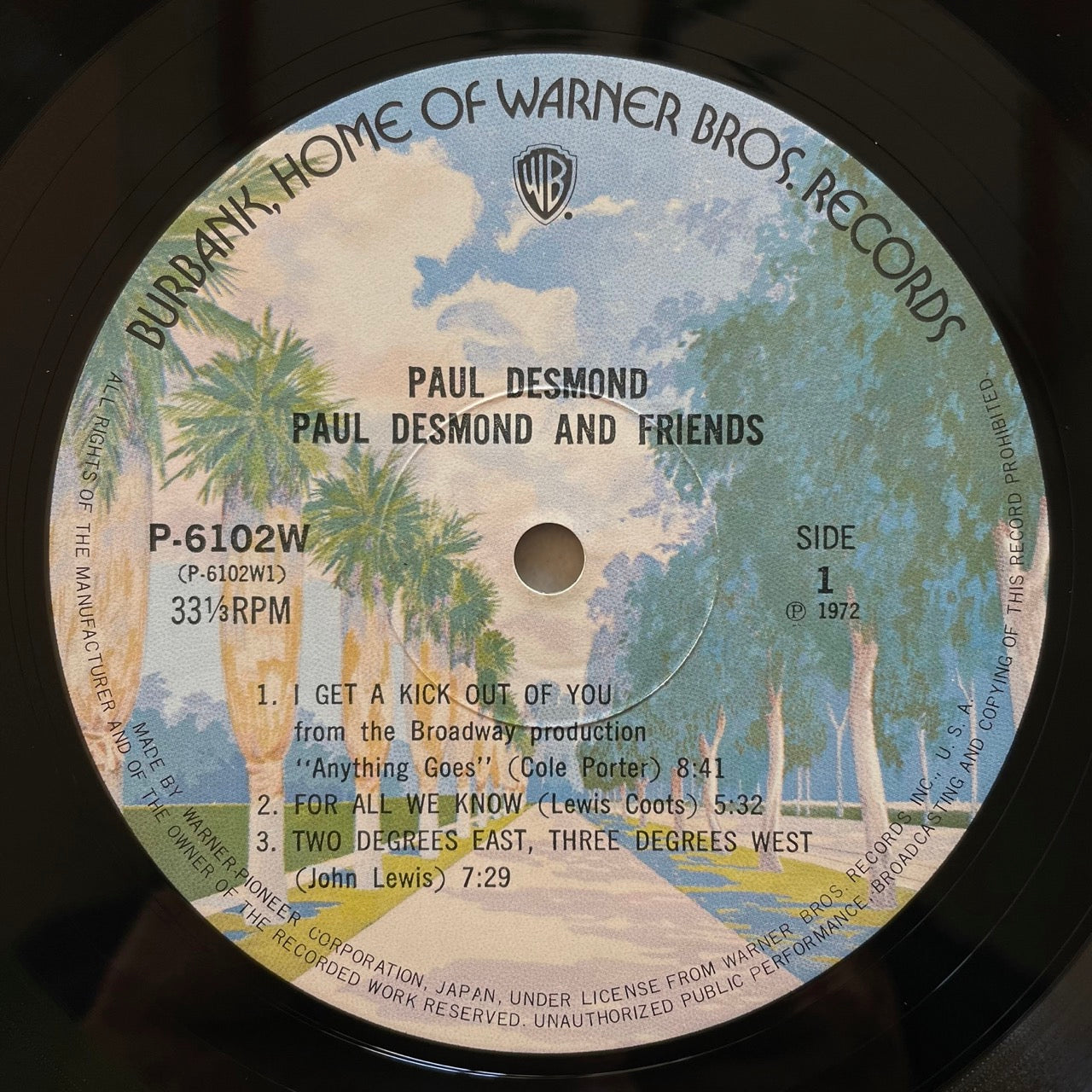 PAUL DESMOND / FIRST PLACE AGAIN - Japan Warner Bros. LP NM