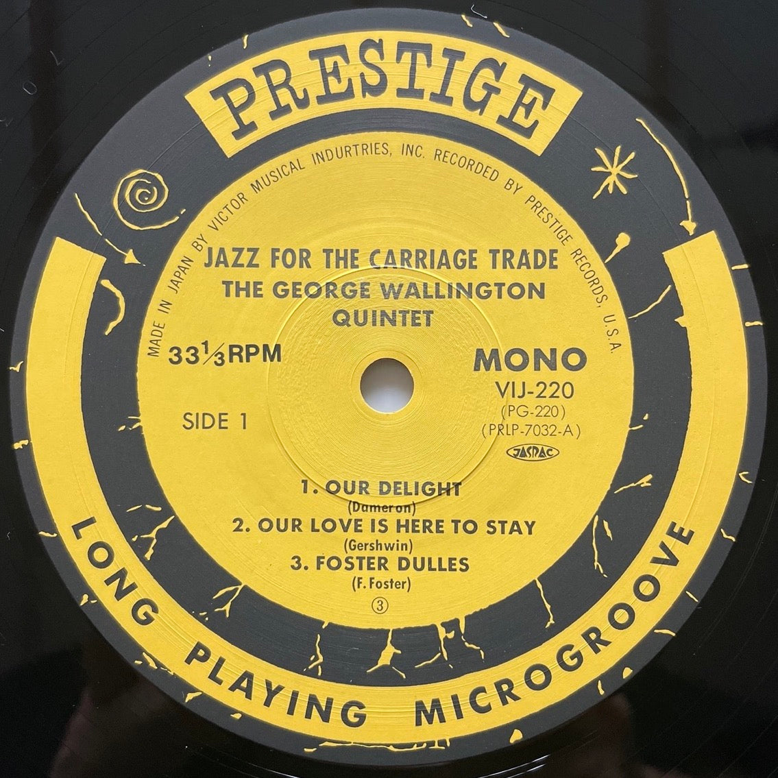 GEORGE WALLINGTON QUINTET / JAZZ FOR THE CARRIAGE TRADE - Japan Prestige MONO LP NM VIJ-220 obi