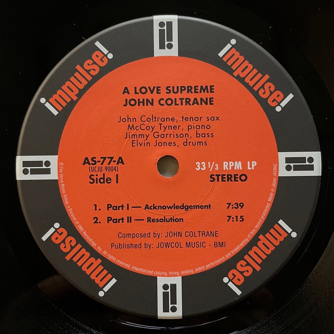 JOHN COLTRANE QUARTET / A LOVE SUPREME - Japan Impulse Heavy Vinyl LP GF sleeve NM