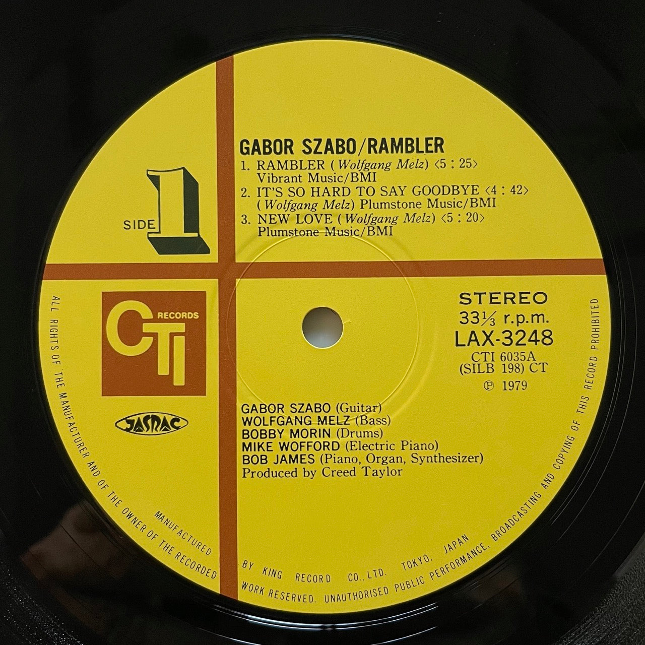 GABOR SZABO / RAMBLER on CTI - Japan King LP NM