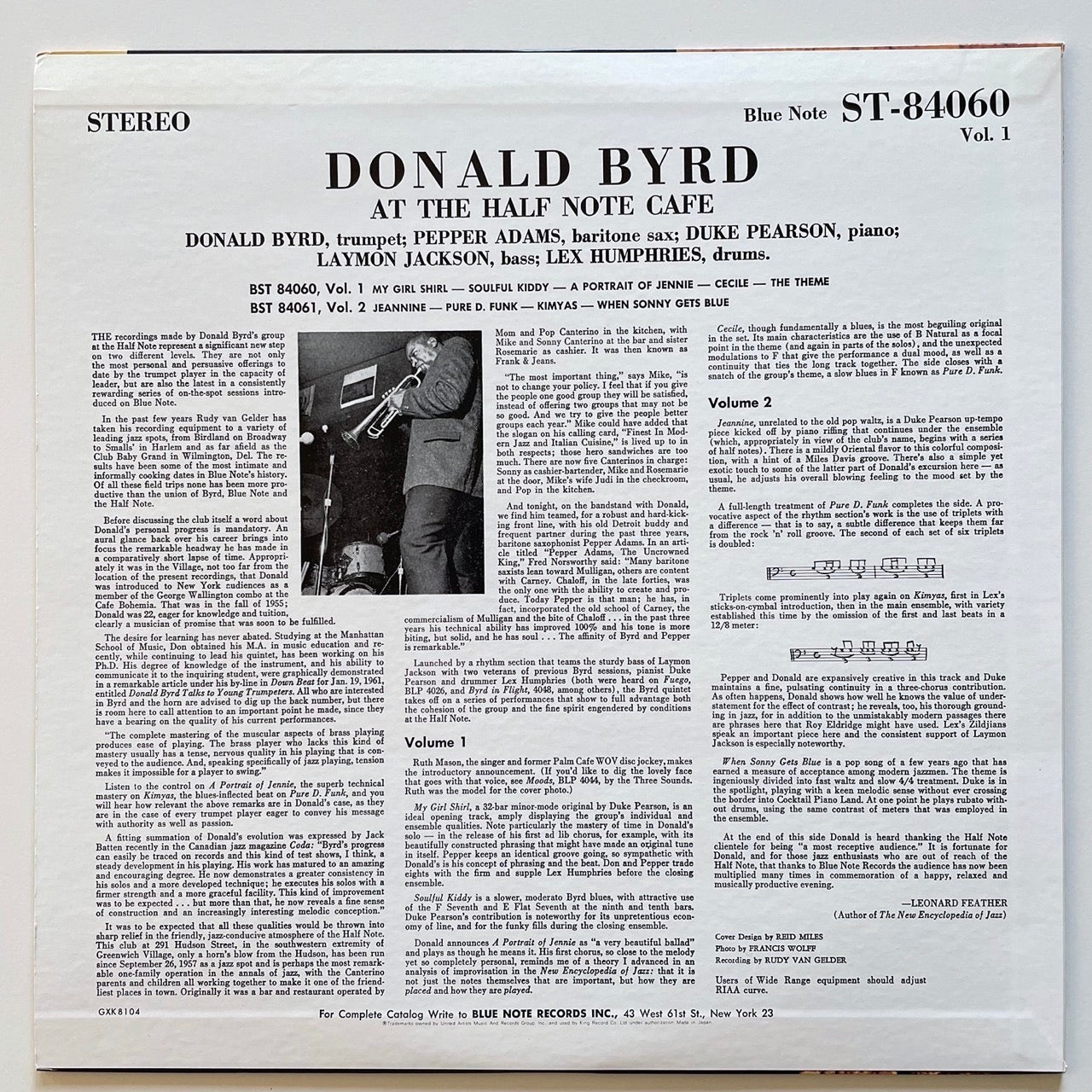 DONALD BYRD / AT THE HALF NOTE CAFE VOL.1 - Japan Blue Note King LP NM