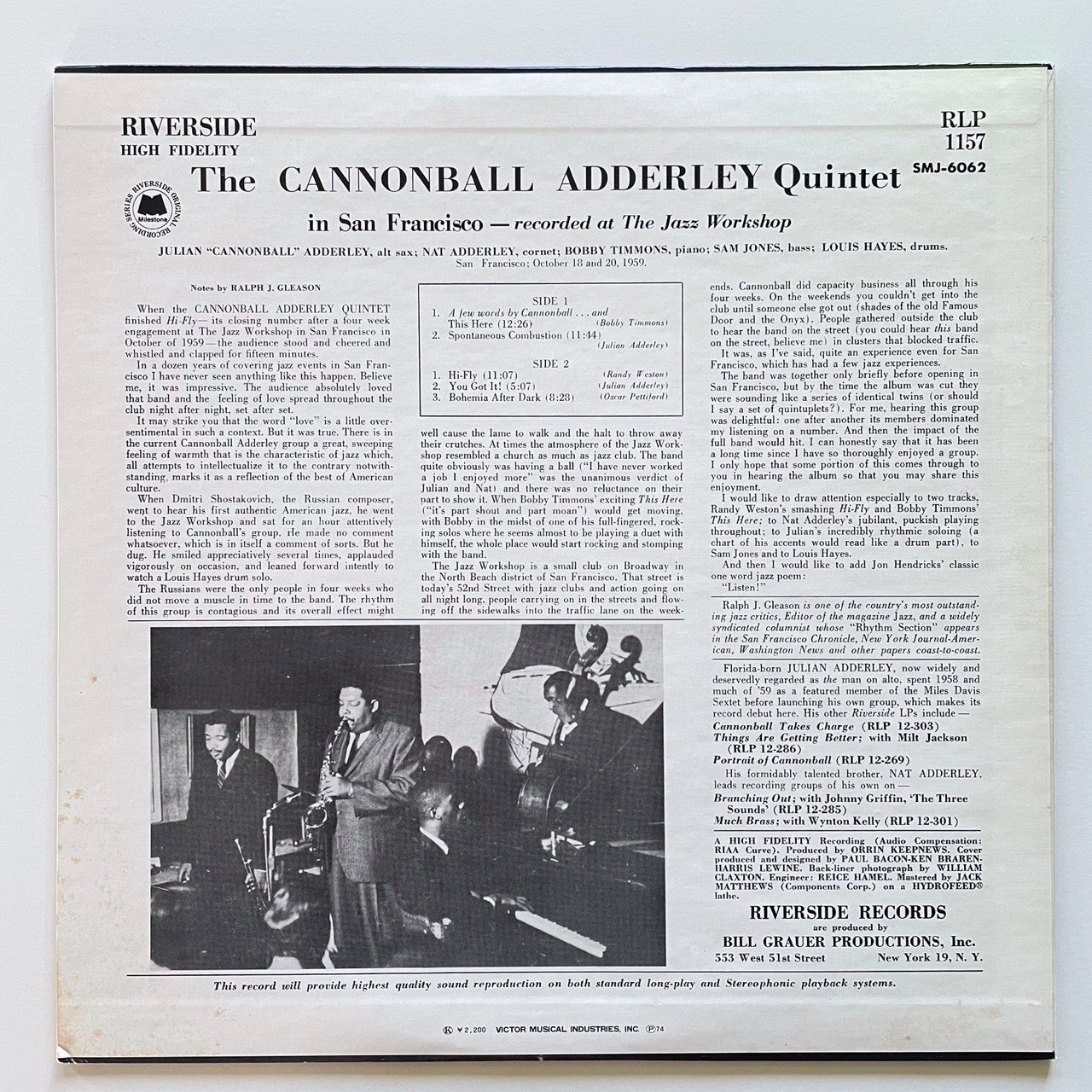 CANNONBALL ADDERLEY QUINTET / IN SAN FRANCISCO - Japan Riverside LP