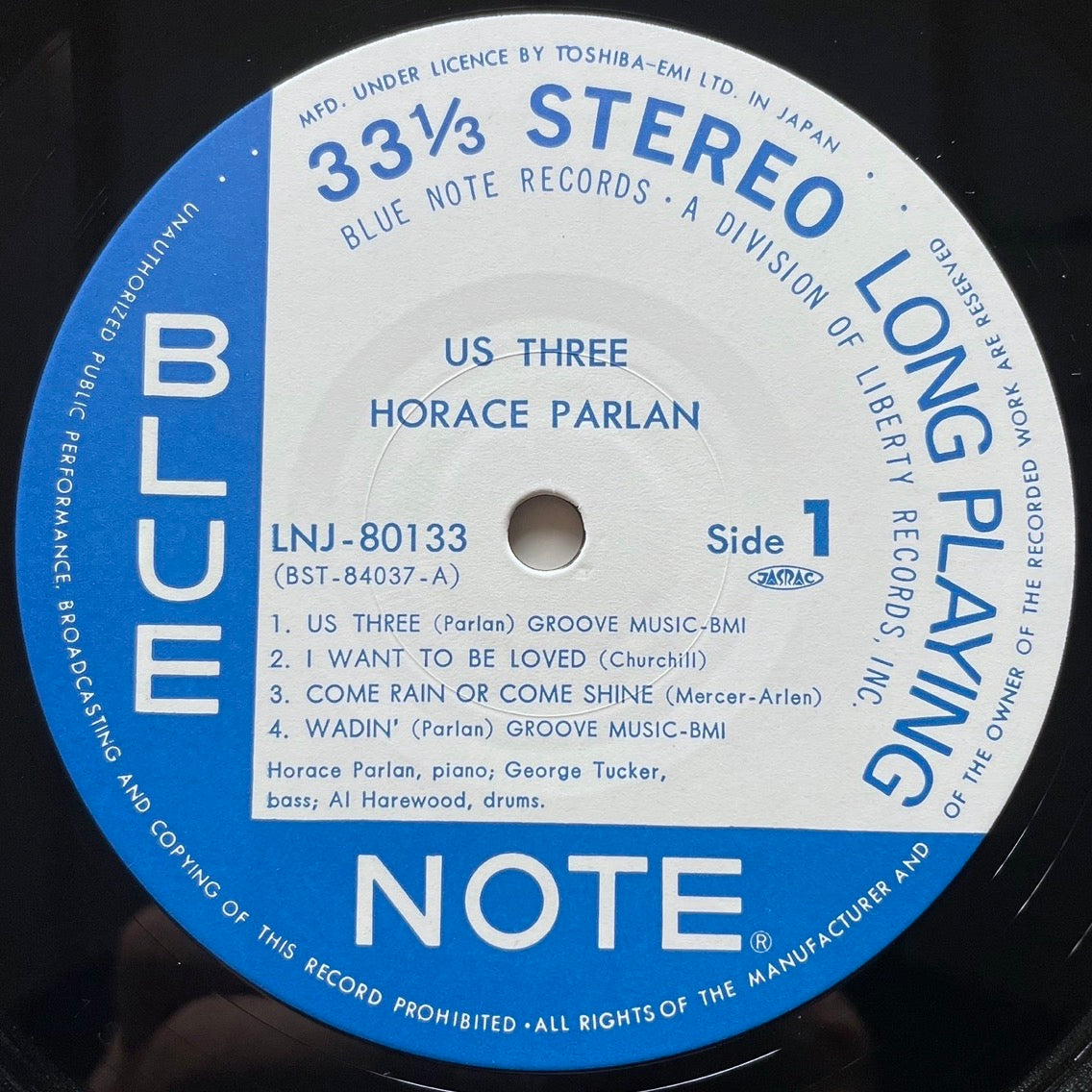 HORACE PARLAN / US THREE on Blue Note - Japan LP LNJ-80133 obi