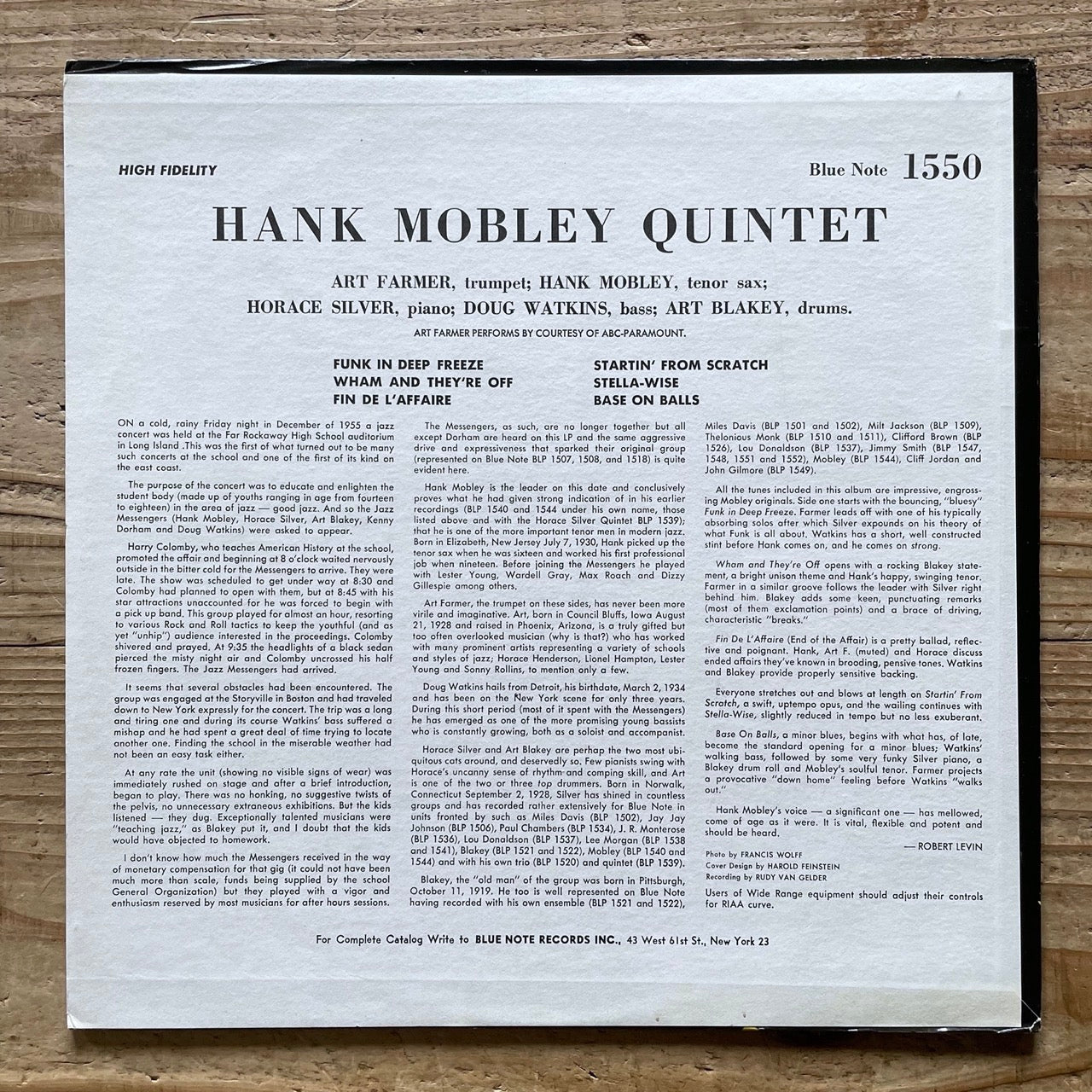 その他 LP Hank Mobley Quintet BN1550,BLP1550 BLUE NOTE /00260 HANK MOBLEY QUINTET on Blue Note - US UA MONO LP BLP1550