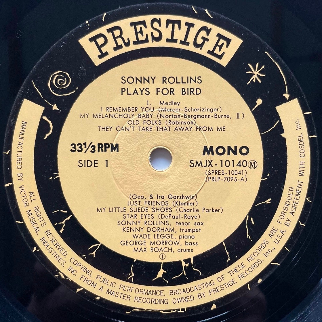 SONNY ROLLINS / PLAYS FOR BIRD on Prestige - Japan MONO LP NM SMJX-10140